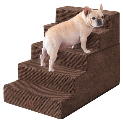 EHEYCIGA Dog Stairs for Bed 18”H, 4-Step Dog Steps for High Bed, Pet Steps for Small Dogs and Cats, Non-Slip Balanced Pet Ramp Indoor, Grey