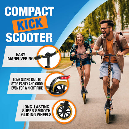 SereneLife Kick Scooter Adult Teenagers Kids- 2 Wheel Kids Scooter with Adjustable T-Bar Handlebar - Alloy Anti-Slip Deck - Portable Folding Scooters for Kids with Carrying Strap