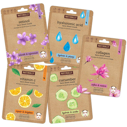 Naturally 30 Variety Pack Infused for Face 5 Sheet Masks, 1 Count