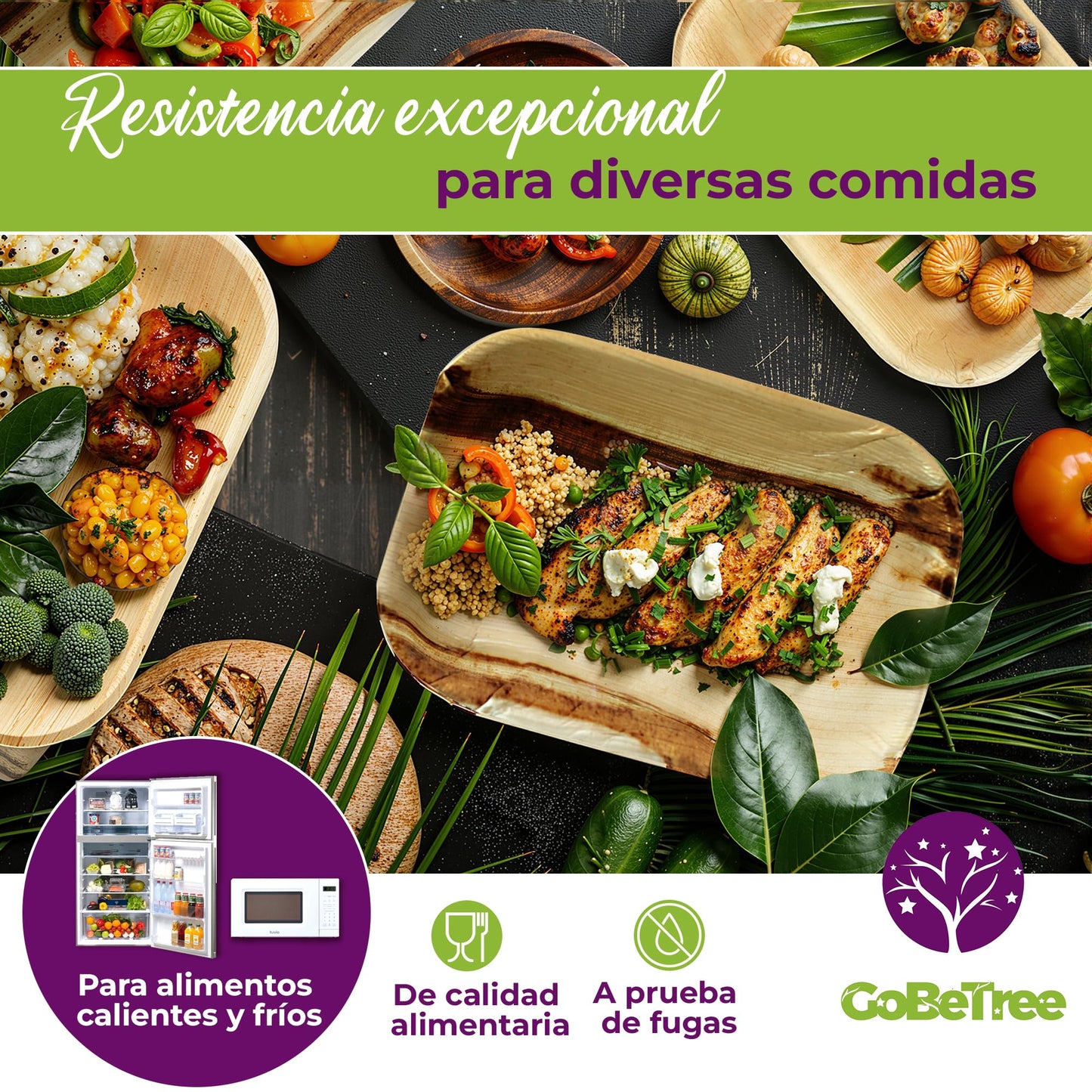 GoBeTree 25 Cuencos Hoja de Palma Redondos de 430ml, ecológicos, Cuencos rústicos y elegantes para barbacoas, picnic y Fiesta de cumpleaños. Cuencos similares al bambú.