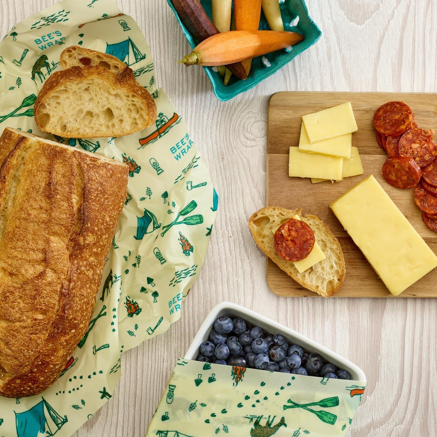 Bee's Wrap Reusable Vegan Alternative to Beeswax Food Wraps, Made in the USA, Eco Friendly Food Wraps, Sustainable Food Storage Containers, Organic Food Wraps, Bread Wrap for Homemade Bread, Vegan