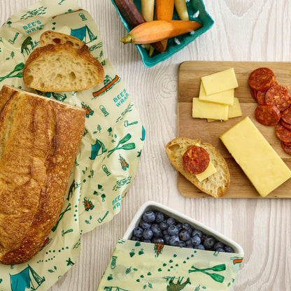 Bee's Wrap Reusable Vegan Alternative to Beeswax Food Wraps, Made in the USA, Eco Friendly Food Wraps, Sustainable Food Storage Containers, Organic Food Wraps, Bread Wrap for Homemade Bread, Vegan