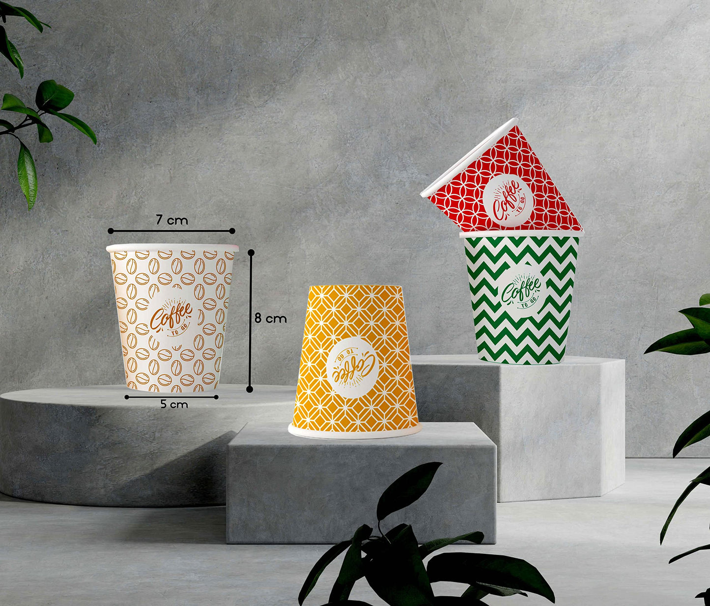 SARA 7 Onsaz,200 Multicolor Vasos de Cartón con Agitadores de Madera,Ecológicos y Desechables,Resistentes Al Calor, Ideales para Café,Té,Cumpleaños,Etc.