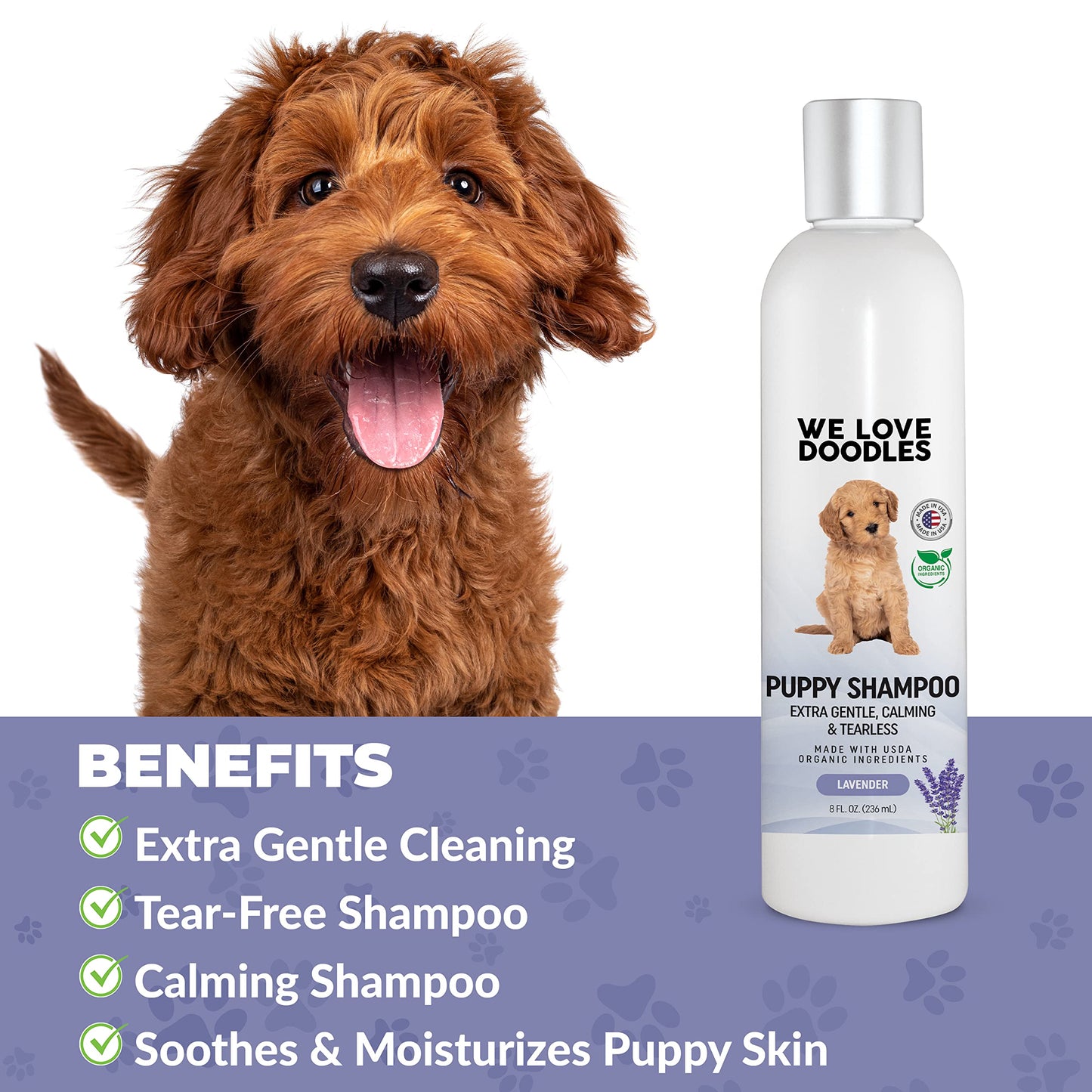 Puppy Shampoo & Conditioner | Made in USA | Organic Ingredients | Tear Free | Best Shampoo for Puppies | Sensitive & Itchy Skin Wash | Oatmeal Bathing | Tearless, Ocean Breeze, 8oz [We Love Doodles]