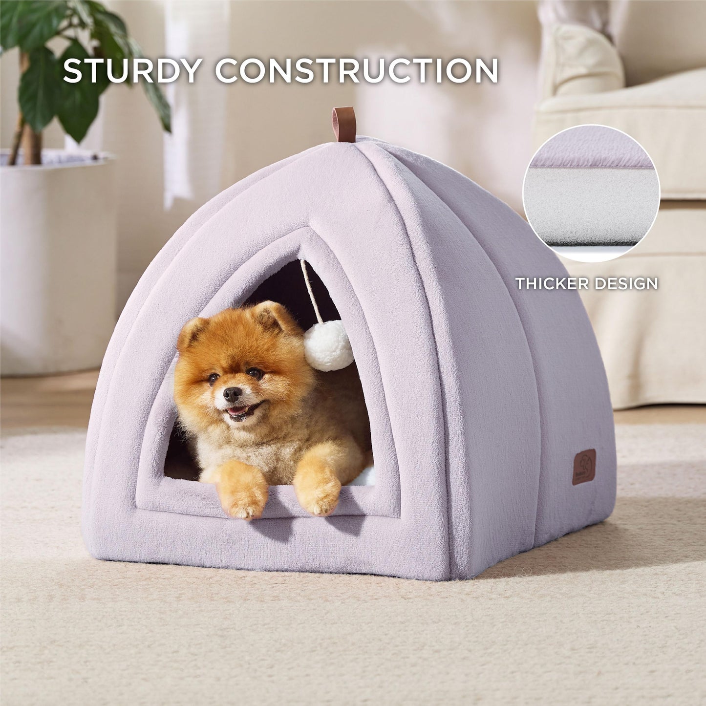 Bedsure Cat Beds for Indoor - 2 in 1 Cat Cave House Tent for Kittens and Small Pets with Removable Washable Cushioned Pillow, Foldable Kitten Hideaway with Non-Slip Bottom, Grey, 16 inches