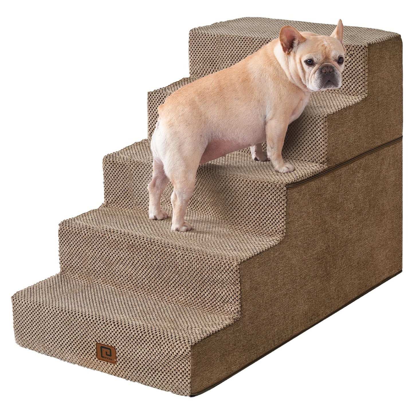 EHEYCIGA Dog Stairs for Bed 18”H, 4-Step Dog Steps for High Bed, Pet Steps for Small Dogs and Cats, Non-Slip Balanced Pet Ramp Indoor, Grey