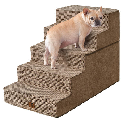 EHEYCIGA Dog Stairs for Bed 18”H, 4-Step Dog Steps for High Bed, Pet Steps for Small Dogs and Cats, Non-Slip Balanced Pet Ramp Indoor, Grey