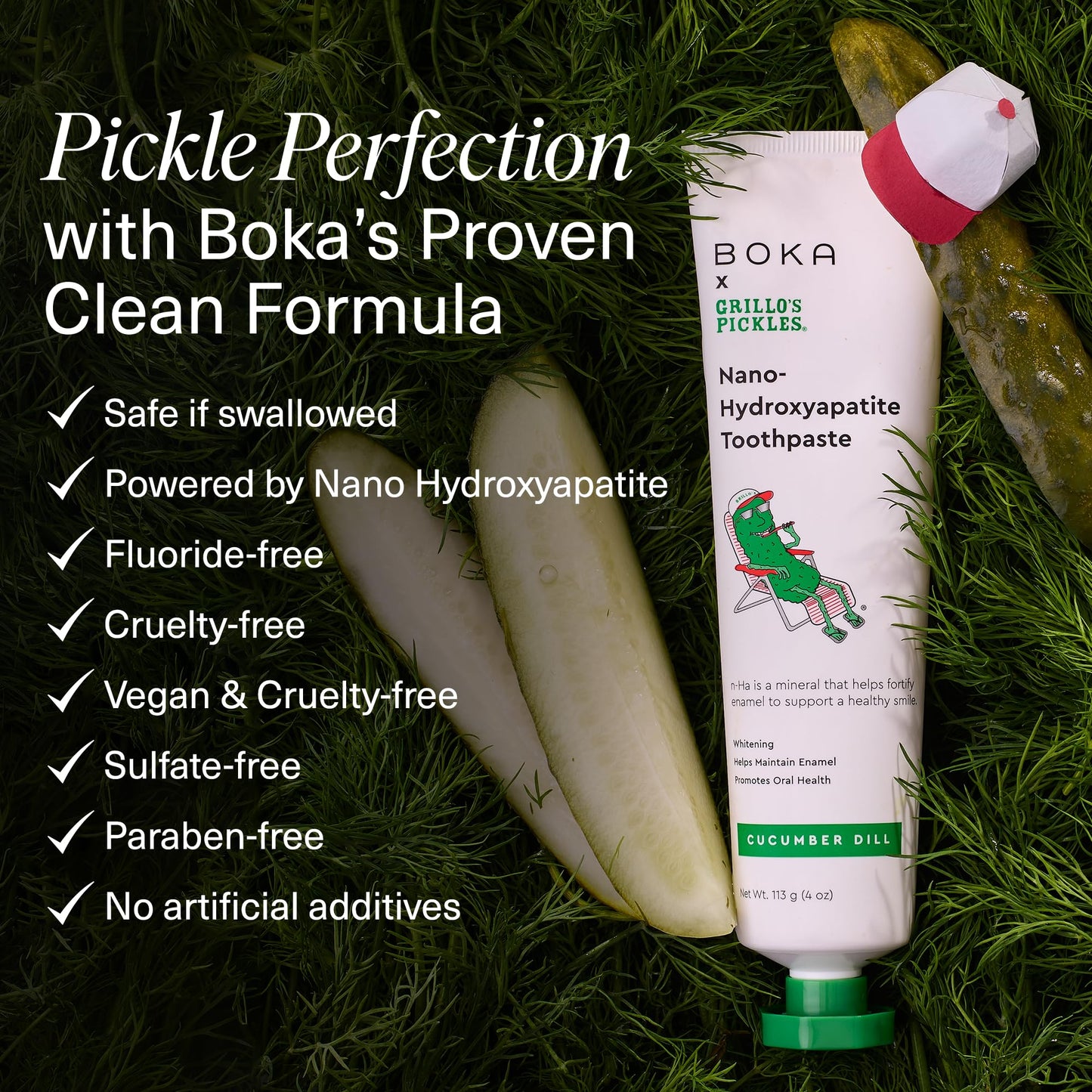 Boka Fluoride Free Toothpaste Nano Hydroxyapatite, Stocking Stuffers Remineralizing, Whitening - Dentist Recommended for Adult, Kids Oral Care Ela Mint Flavor, 4 Fl Oz 1Pk US Manufactured
